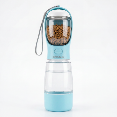 3-in-1 Portable Dog Water Bottle — 550ml Leak-Proof Travel Water Dispenser with Food Cup & Waste Bag Holder