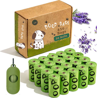 Biodegradable Lavender-Scented Dog Poop Bags with Dispenser
