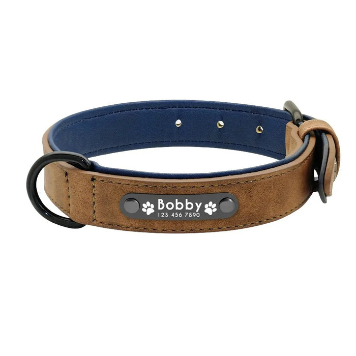Pawzzie Personalised Leather Dog Collar with ID Tag - product photo 1
