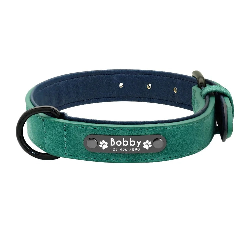 Personalised Leather Dog Collar with ID Tag