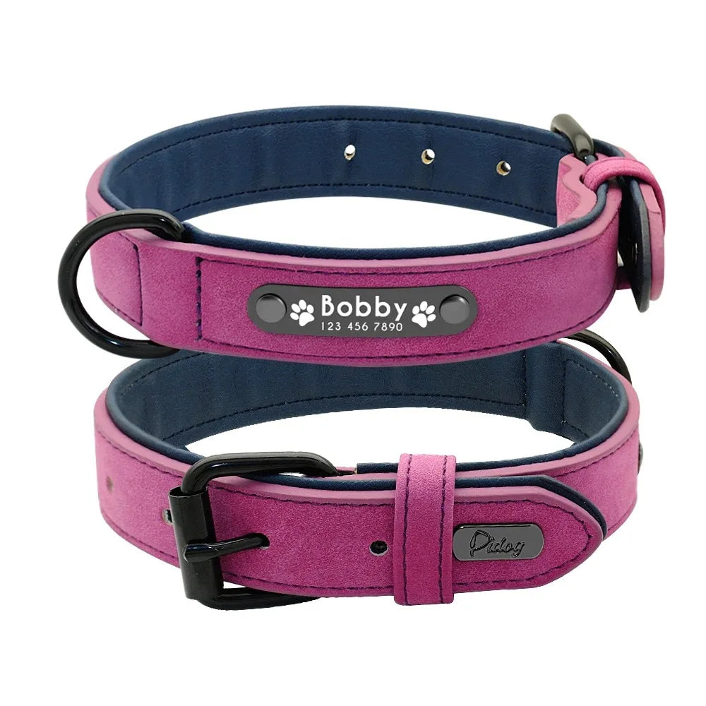 Personalised Leather Dog Collar with ID Tag
