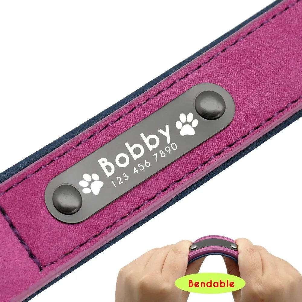 Personalised Leather Dog Collar with ID Tag