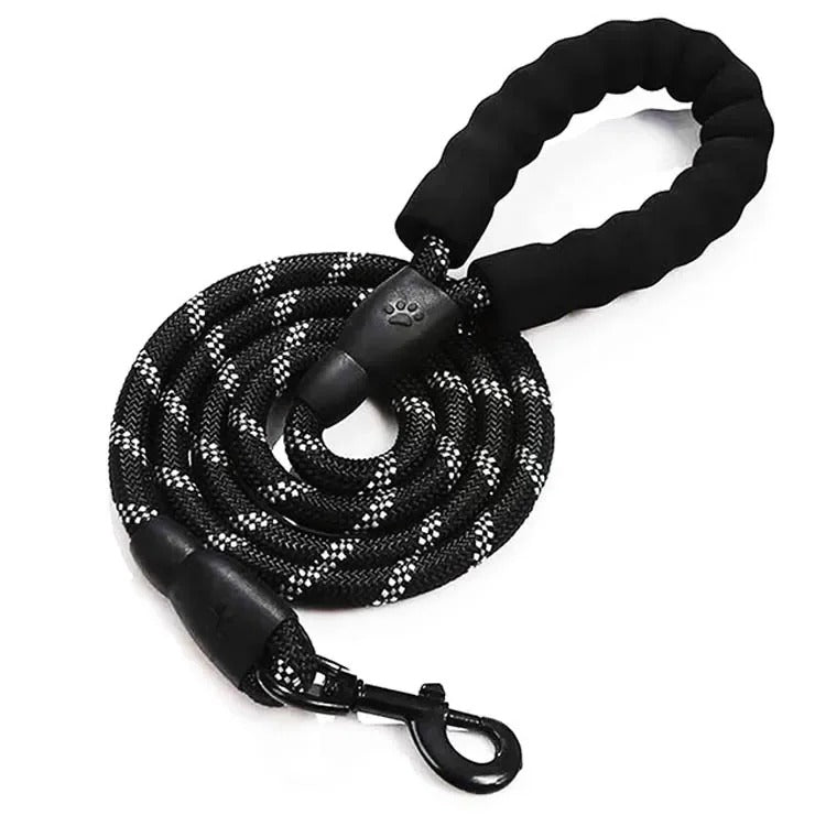 Reflective dog leash with secure metal trigger clip